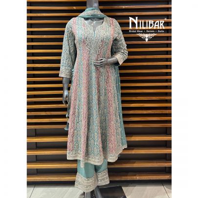 Light Blue Georgette Straight Anarkali