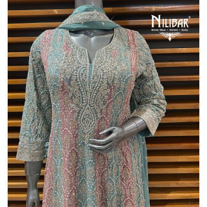 Light Blue Georgette Straight Anarkali