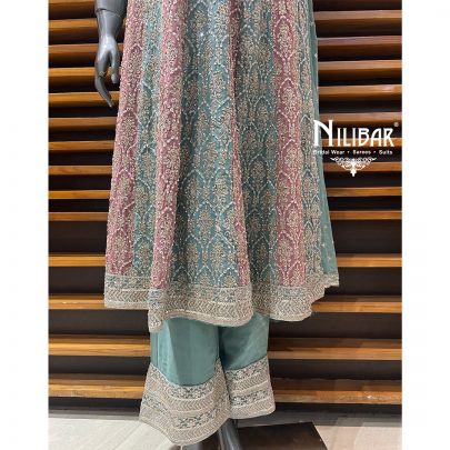 Light Blue Georgette Straight Anarkali