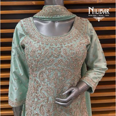 Pastel Blue Silk Panelled Palazzo Set