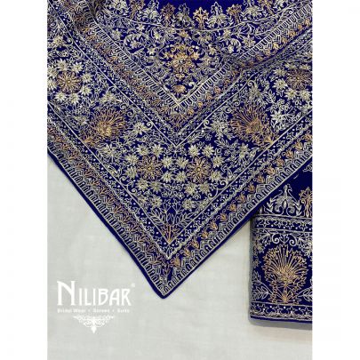 Royal Blue Crepe and Chinon Unstitched Suit