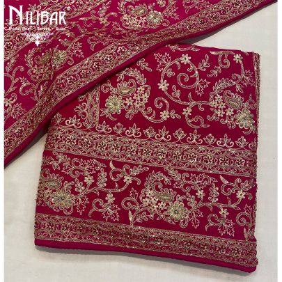 Rani Pink Crepe and Chinon Unstitched Suit