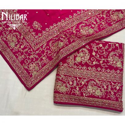 Rani Pink Crepe and Chinon Unstitched Suit