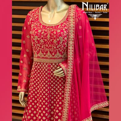 Magenta Net Jacket Style Lehenga