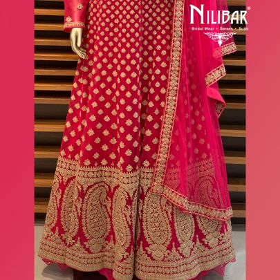 Magenta Net Jacket Style Lehenga