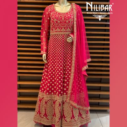 Magenta Net Jacket Style Lehenga