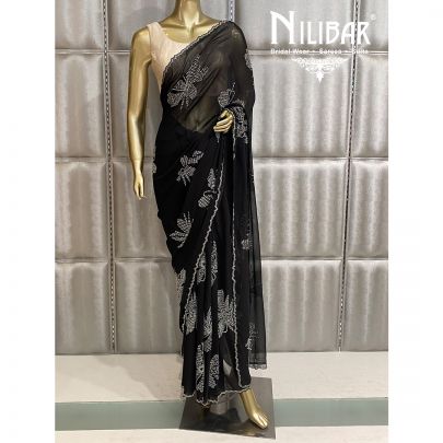 Jade Black Georgette Saree