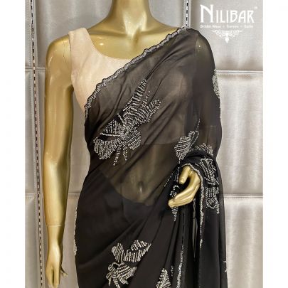 Jade Black Georgette Saree