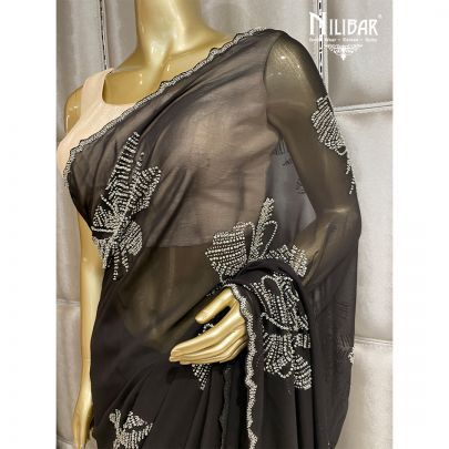 Jade Black Georgette Saree
