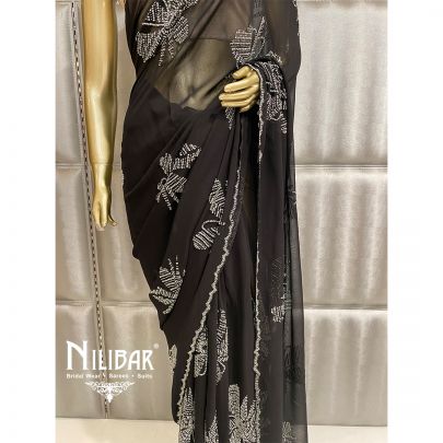 Jade Black Georgette Saree