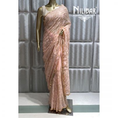 Powder Pink Organza Saree