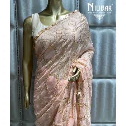 Powder Pink Organza Saree