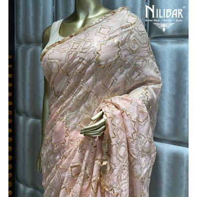 Powder Pink Organza Saree