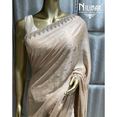 Bisque Cream Georgette Saree