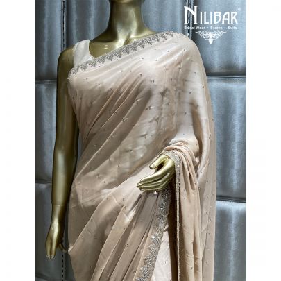 Bisque Cream Georgette Saree