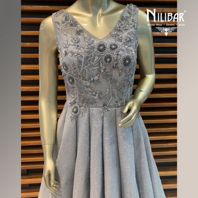 Pastel Grey Net Gown