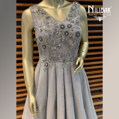 Pastel Grey Net Gown