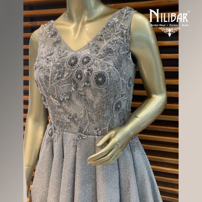 Pastel Grey Net Gown