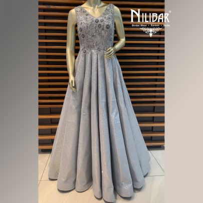 Pastel Grey Net Gown