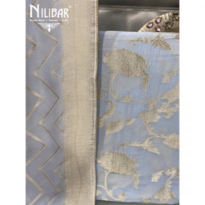 Ice Blue Georgette Unstitched Suit