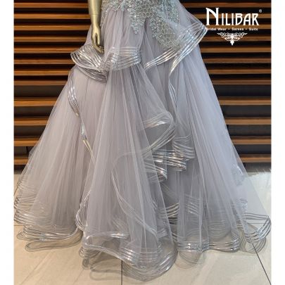 Cloudy Grey Net Gown