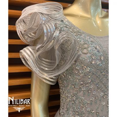Cloudy Grey Net Gown