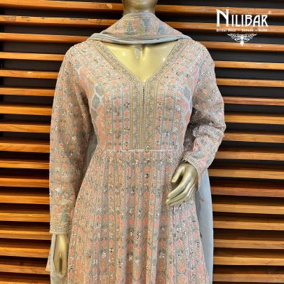 Ice Blue Georgette Anarkali Suit