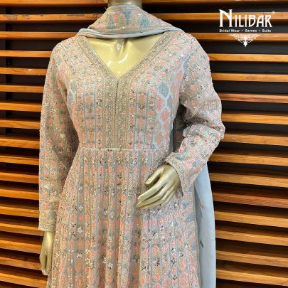 Ice Blue Georgette Anarkali Suit