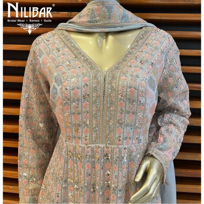 Ice Blue Georgette Anarkali Suit