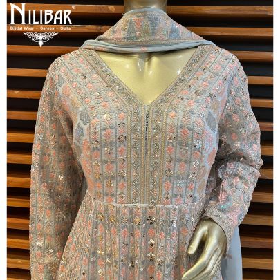 Ice Blue Georgette Anarkali Suit