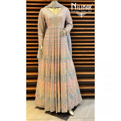 Ice Blue Georgette Anarkali Suit
