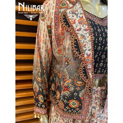 Multicolor Crepe Indo Western Set