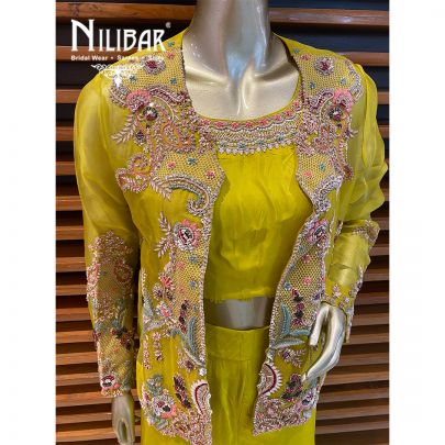 Apple Green Silk and Crepe Indo Western Sets.