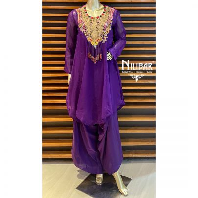 Violet Organza and Crepe Indo Western Sets