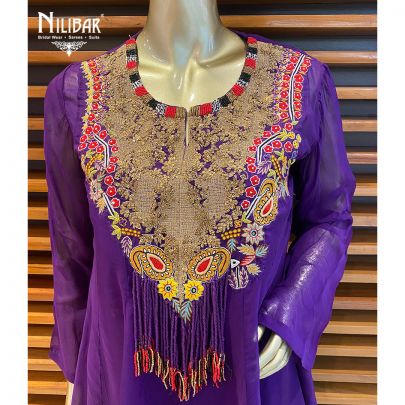 Violet Organza and Crepe Indo Western Sets