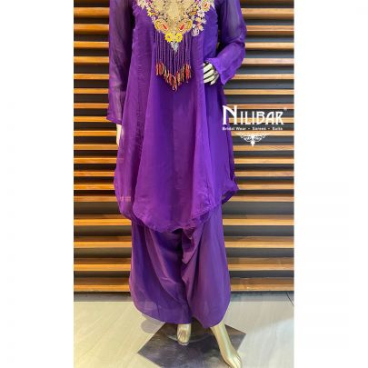Violet Organza and Crepe Indo Western Sets