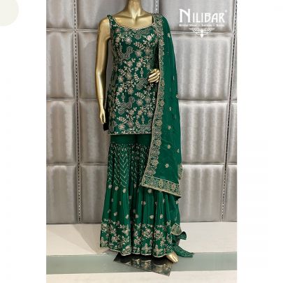 Green Chinon Garara Suit