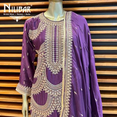 Purple Silk and Chinon Garara Suit set