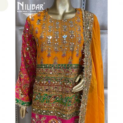 Multicolor Crepe and Organza Palazzo Suit