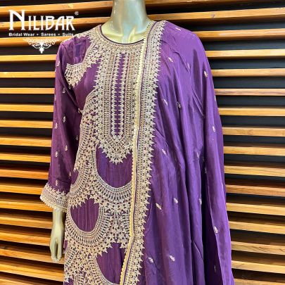 Purple Silk and Chinon Garara Suit set