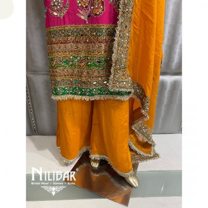 Multicolor Crepe and Organza Palazzo Suit