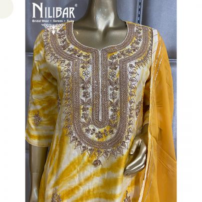 Yellow Silk and Organza Sharara Suit