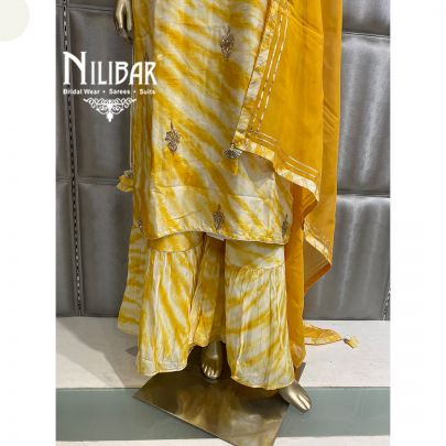 Yellow Silk and Organza Sharara Suit