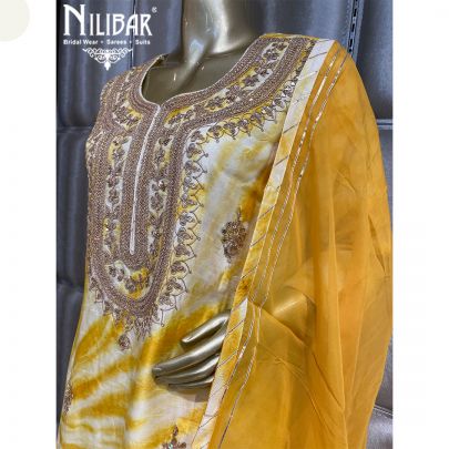 Yellow Silk and Organza Sharara Suit