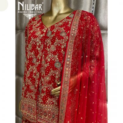 Crimson Red Georgette Garara Suit