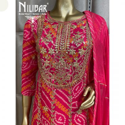 Shocking Pink Chinon Anarkali