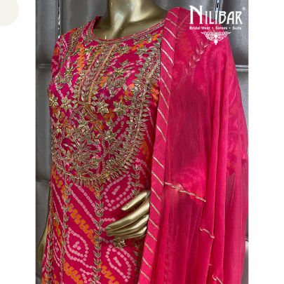 Shocking Pink Chinon Anarkali