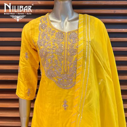 Yellow Silk and Organza Garara Suit Set