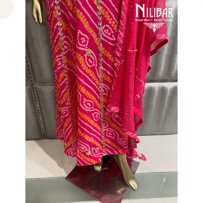 Shocking Pink Chinon Anarkali