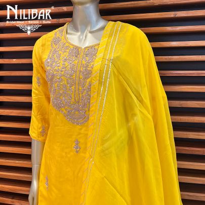 Yellow Silk and Organza Garara Suit Set